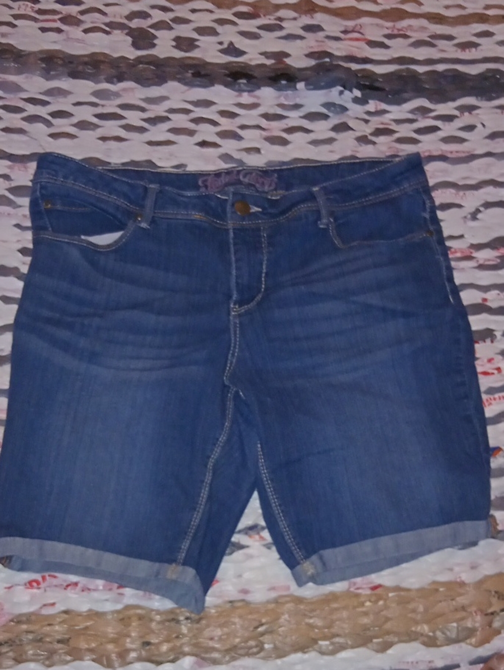 Faded Glory Bermuda Women's Dark Blue Denim Roll-Cuff Shorts